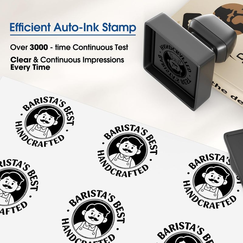 Techmark Custom Logo Stamp Self Inking (1.77"x1.77", 10+ Designs) Personalized Image Stamps for Business Logo Text, Clear, Consistent Impressions & Effortless Stamping - Image 3